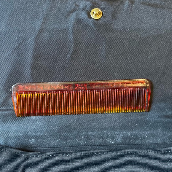 Vintage 50’s Pegi Paris Clutch With Branded Amber Celluloid Tortoise Shell Comb - Picture 7 of 9